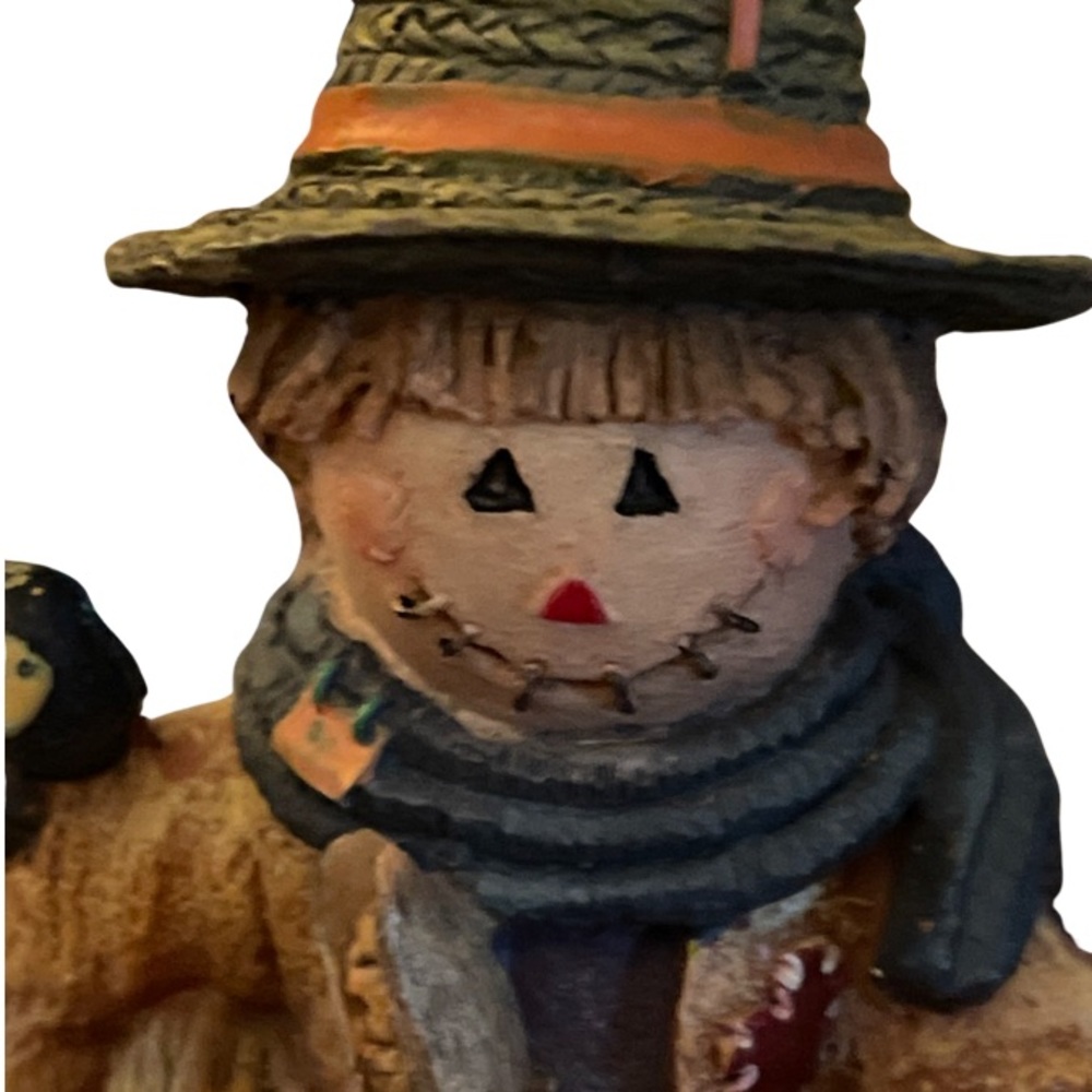 Vintage Scarecrow Sitting On A Pumpkin Figurine Thanksgiving Candle- 6.5” Tall